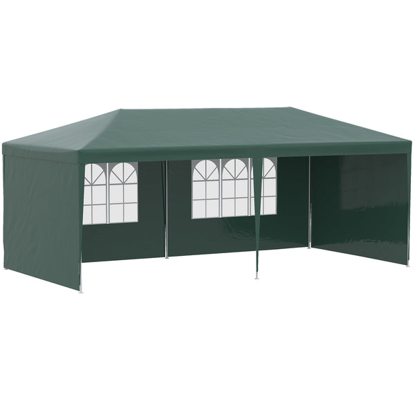 online Gazebo da Giardino 585x295x255 cm con Pareti Rimovibili e Finestre Trasparenti Verde