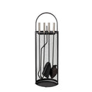 Set Camino 4 Pezzi 68x22 cm Scopino Paletta Attizzatoio e Pinza con Supporto Crash Black