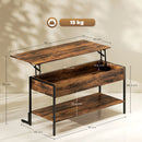 Tavolino da Caffè in Stile Industriale 95x40x46,5 cm con Vano Nascosto e Ripiano in Legno Marrone 