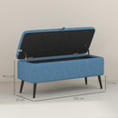 Panca Contenitore 102x40x44 cm Poggiapiedi Imbottito in Tessuto Effetto Lino Blu Scuro      