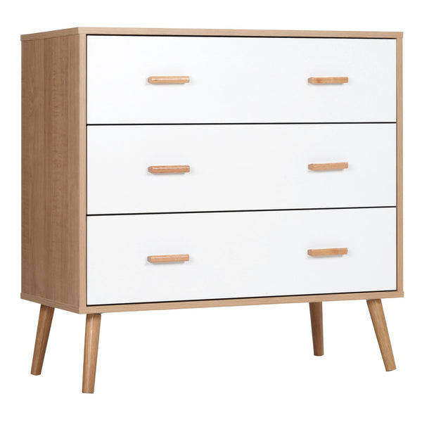 Cassettiera 3 Cassetti 80x39x80 cm Bianco e color Legno sconto