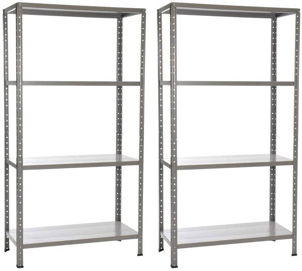 sconto Set 2 étagères métal 4 étagères 90x40x170 cm Gris