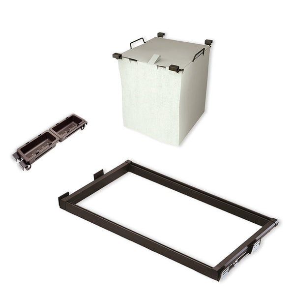 Kit panier à linge et plateaux pour meubles avec guides de fermeture en douceur Emuca Moka sconto