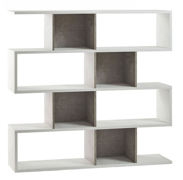sconto Libreria Modulare 4 Ripiani 150x144x38 cm Ossido Bianco/Cemento