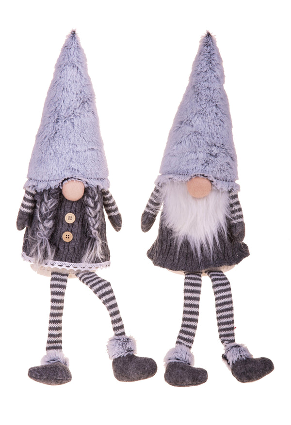 Lot de 2 Elfes en Tissu H34 cm en Tissu Blanc/Gris prezzo