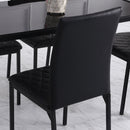 Set 4 Sedie da Pranzo in Finta Pelle Effetto Diamantato Nero   