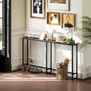 Tavolo Consolle in Stile Industriale 160x20x80 cm con Stazione di Ricarica in Legno e Acciaio Marrone  