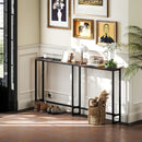 Tavolo Consolle in Stile Industriale 160x20x80 cm con Stazione di Ricarica in Legno e Acciaio Marrone  