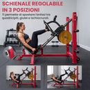 Stazione Fitness Leg Press Machine Macchina Regolabile per Gambe e Squat con Ruote Rosso      