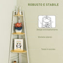 Libreria Angolare a 5 Ripiani 37,5x37,5x160 cm Struttura Pieghevole Colore Legno   