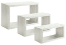 Set 3 Mensole da Parete Rettangolare in Fibra di Legno Trittico Rovere Sbiancato
