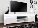 Mobile TV 2 Porte e 2 Ripiani Aperti 190x50x45cm TFT  Amber Bianco Lucido