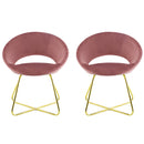 Set 2 Sedie Vintage 58x64x83 cm in Tessuto Effetto Velluto Greta Rosa antico