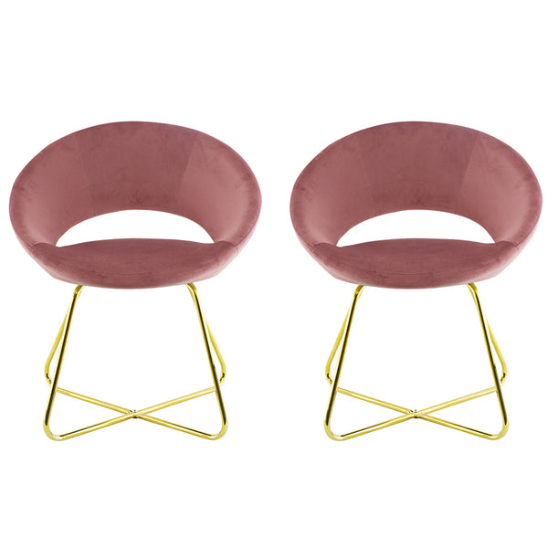 Lot de 2 Chaises Vintage 58x64x83 cm en Tissu Effet Velours Rose Antique Greta sconto