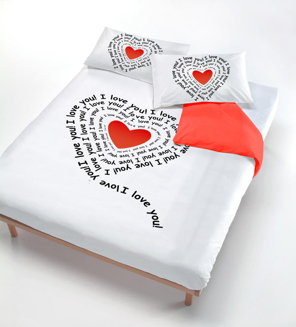 Housse de couette avec impression sur le sac et taies d'oreiller Coeur d'écritures prezzo