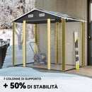 Casetta Porta Attrezzi 196x236x208 cm con Porte Scorrevoli e 4 Prese d'Aria in Acciaio e PP Grigio Scuro      