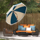 Ombrellone da Giardino Inclinabile Ø213x234 cm a 8 Stecche con Manovella Blu e Beige 