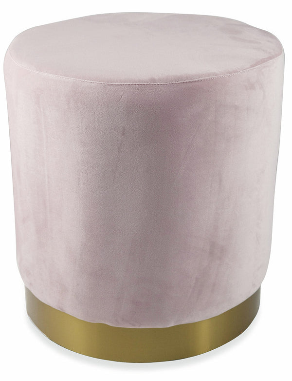 Pouf Repose-pieds Ø47x50 cm en Velours Soriani Rose Poudré prezzo