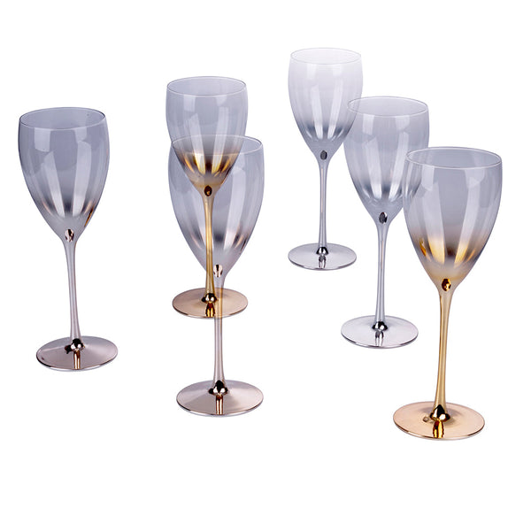Coffret de 6 Gobelets Très Chic en Verre à Champagne VdE Tivoli 1996 Or Argent prezzo