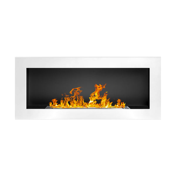 online Camino a Bioetanolo da Parete o Incasso 90x12x40 cm Lucca Bianco