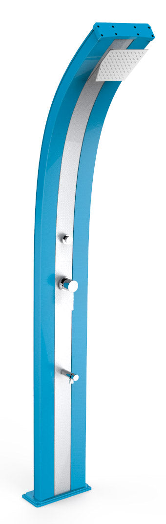 prezzo Doccia Solare da Giardino 40L Miscelatore Temporizzato e Lavapiedi Arkema Dada Fascia Inox Light Blu