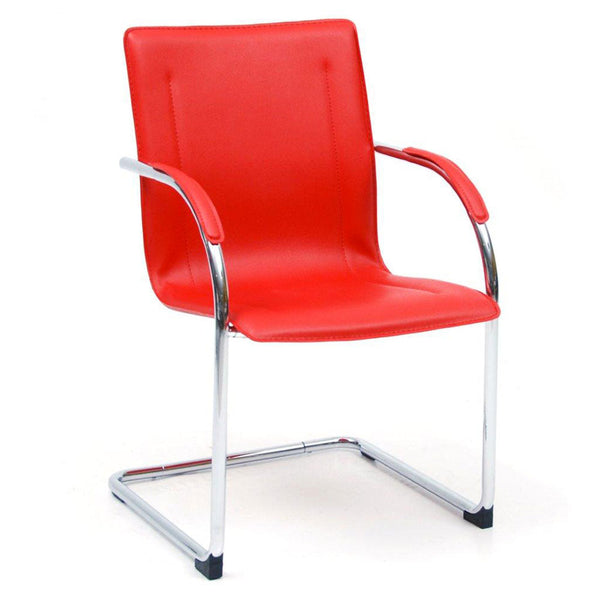 online Chaise Bureau Visiteur en PVC Pied Rouge