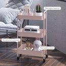 Carrello da Cucina a 3 Livelli 45x30,6x79 cm in Acciaio Rosa  