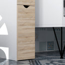 Mobile Colonna Bagno Salvaspazio  15x33x136 cm con Armadietto e Ripiani Legno e Bianco   