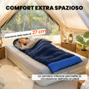Sacco a Pelo Singolo per Adulti 75x215 cm Leggero e Compatto Temperatura 0-25°C in Poliestere e Cotone Blu Navy      
