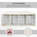 Gazebo da Giardino 3x6m in Acciaio Pieghevole con Zanzariere Beige 