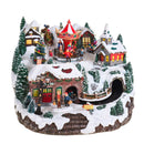 Villaggio Natalizio Giostra e Stazione Luci Musica e Movimento 34 cm in Resina