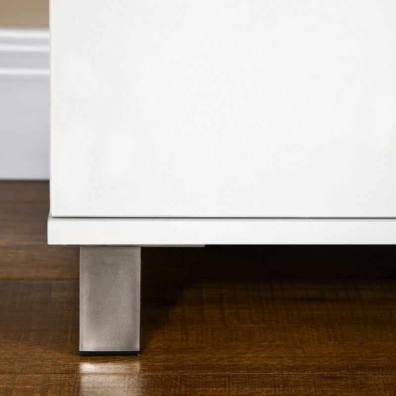 Cassettiera 4 Cassetti 112x38,2x81 cm in Legno con Maniglie in Metallo Bianco   