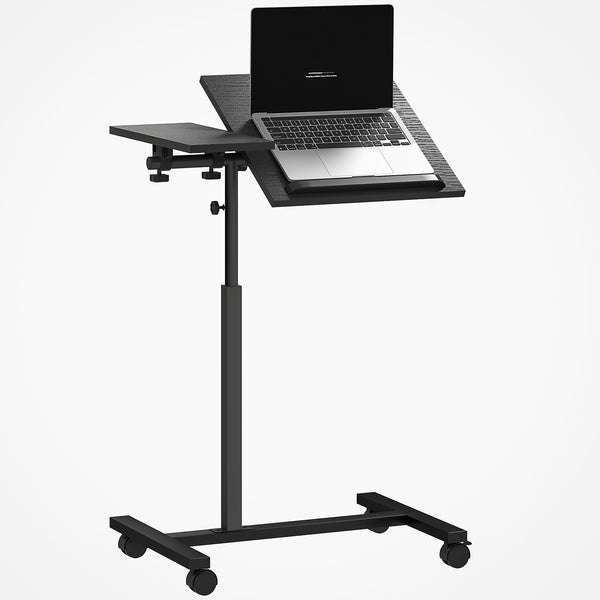 Tavolino da Divano Porta PC a Forma di C 57x40x67,5-101 cm con Piano Inclinabile in Melamina Nero prezzo