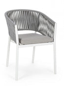 Set 4 Sedie 57x60x80h cm con Braccioli e Cuscini Florencia Bianco