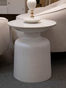 Tavolinetto White Fush Ø40x47 cm in Ferro e Ceramica Bianco      