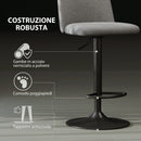 Set 2 Sgabelli da Bar Girevoli 44x53x91-111A cm in Tessuto Effetto Lino Grigio Scuro 