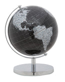 Mappamondo Nero Ø20x28 cm Plastica e Ferro Nero e Argento