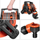 Avvolgitubo con Tubo Resistente in PVC 30 m Set Pistola 10 Funzioni e Raccordi Arancione      