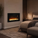 Camino Elettrico da Incasso o Parete 66x15,8x45 cm 1500 W con Timer Fiamma Regolabile e Telecomando Nero      
