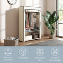 Armadio Portatile Guardaroba Salvaspazio 103x43x162.5 cm in Tessuto Non Tessuto Crema      