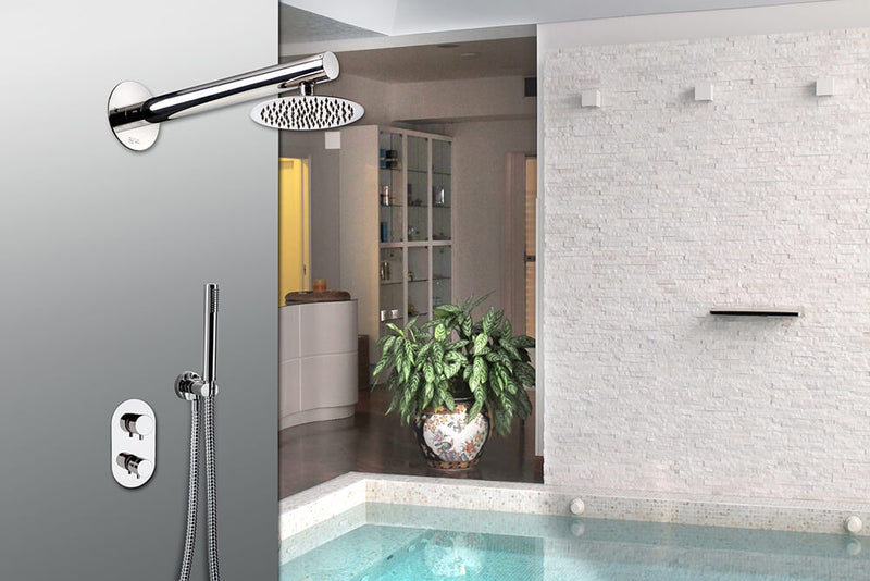 Braccio Doccia Bagno Deviatore Miscelatore e Doccetta in Acciaio Ama Luxury Aurora