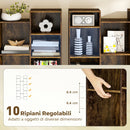 Libreria Moderna 89,5x23,5x181 cm con 21 Scomparti e 10 Ripiani Regolabili in Truciolato Marrone Rustico      
