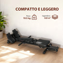 Vogatore Pieghevole con Monitor LCD e Sedile Imbottito Resistenza a Elastico Capacità 150 kg Nero      