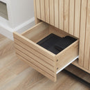 Mobiletto a Coste 1 Cassetto 2 Ante 2 Ripiani 75x40x120 cm in MDF e Acciaio Color Legno