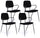 Lot de 4 Chaises 52x50x81,5 cm Velours Noir
