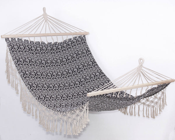 Hamac de jardin 140x200 cm en polycoton et bois de sapin blanc online