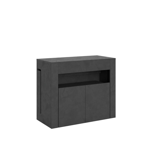 sconto Consolle Tavolo Allungabile 90-302x42x75 cm Evolve Antracite Spatolato con Panca Inferiore