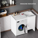 Lavatoio e Coprilavatrice in PVC 109x60x89 cm Forlani Tidy Bianco Lato Destro