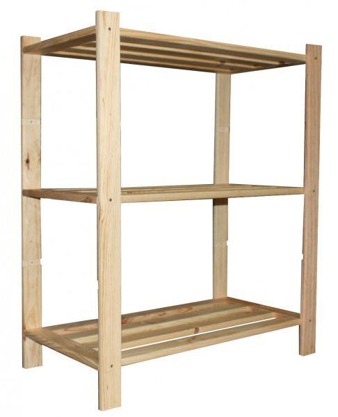 sconto Etagère avec 3 tablettes à lattes 70x30x94 cm en Bois de Pin Naturel