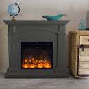 Camino Elettrico da Pavimento 113,7x102,2x28,2 cm Effetto Fiamma 1500W Sined Cetona Grigio